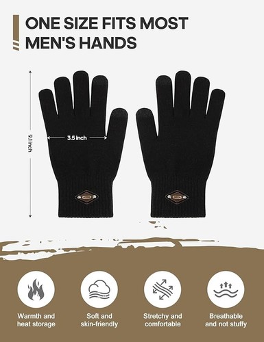 3 Pairs Winter Gloves for Men Women Warm Knit Touch Screen - photo 5