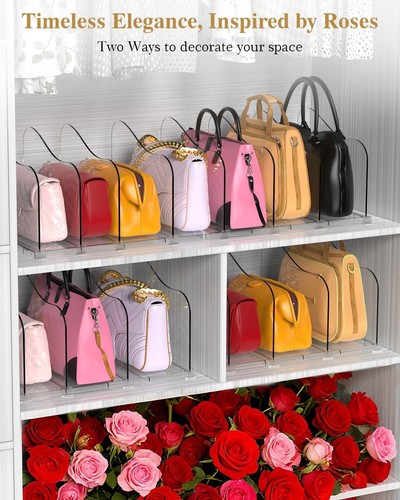 Rose Purse Divider for Closet, 1 Pack Clear Clutch Organizer - photo 3