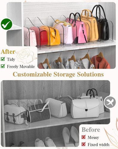 Rose Purse Divider for Closet, 1 Pack Clear Clutch Organizer - photo 5