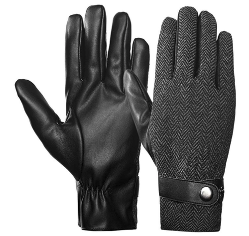 Mens Winter Thermal TouchScreen Leather Gloves