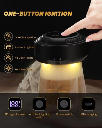 Electric Whiskey Smoker Kit with Lighter & Ambient Light - photo 3