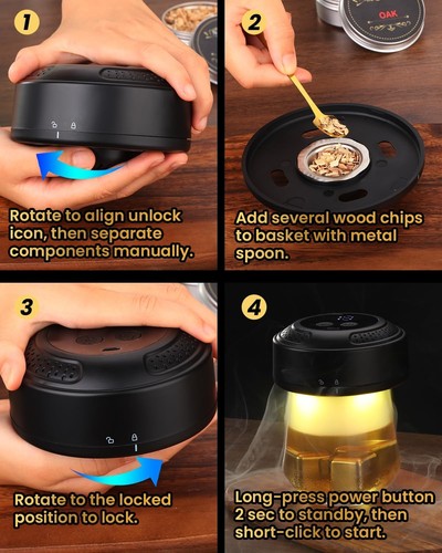 Electric Whiskey Smoker Kit with Lighter & Ambient Light - photo 5