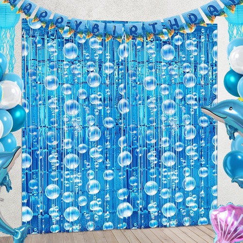Under The Sea Party Decorations, 2 Pcs Blue Bubble Garland