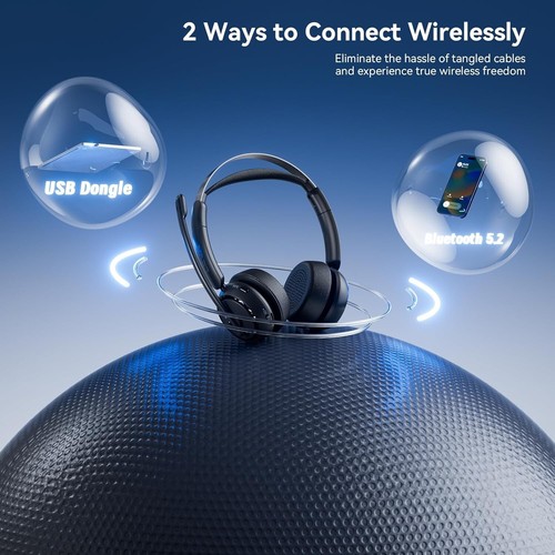 Wireless Bluetooth 5.2 Headset with AI Noise Cancelling - photo 2