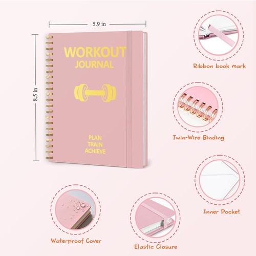 Pink Workout Journal for Women, Hardcover Fitness Journal - photo 3