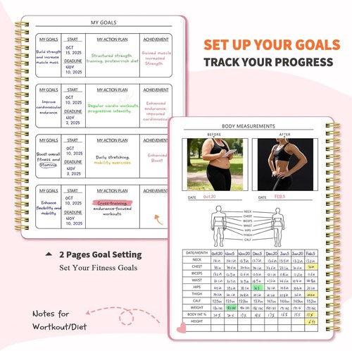 Pink Workout Journal for Women, Hardcover Fitness Journal - photo 5