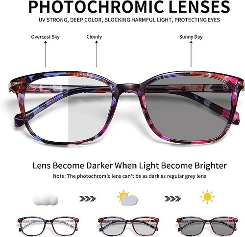 Women's Blue Light Blocking Photochromic Reading Glasses +1.25 - photo 2