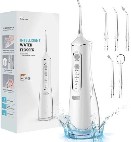 Water Flosser Cordless, Portable with 4 Modes 5 Tips