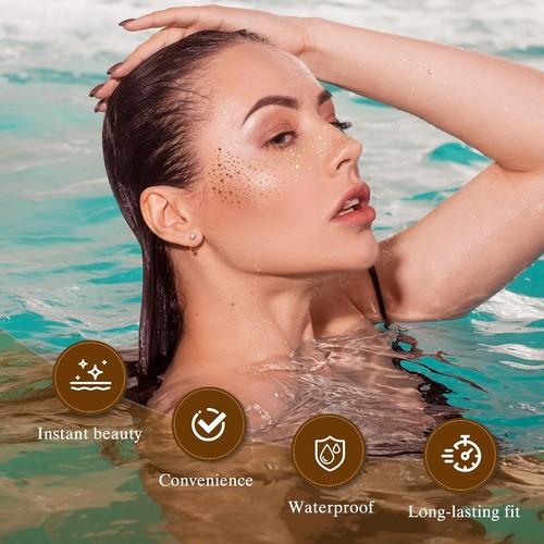 Glitter Freckles Face Tattoo, 30PCS Gold Body Glitter Tattoos - photo 3