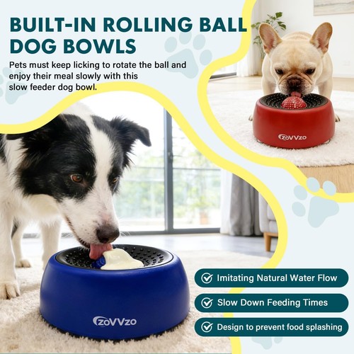 Slow Feeder Cat & Dog Bowl with Rolling Ball - photo 2