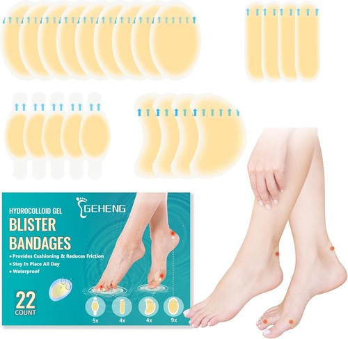 Hydrocolloid Gel Blister Bandages for Feet (22 Count)