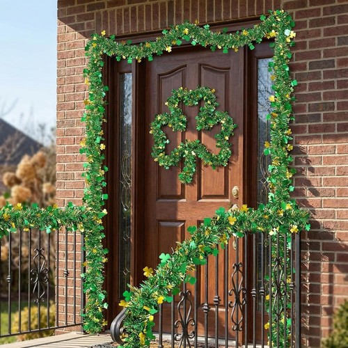 33Ft St Patricks Day Shamrock Tinsel Garland - photo 5
