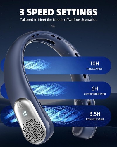 Neck Fan, LED Display USB Rechargeable Portable Fan - photo 4