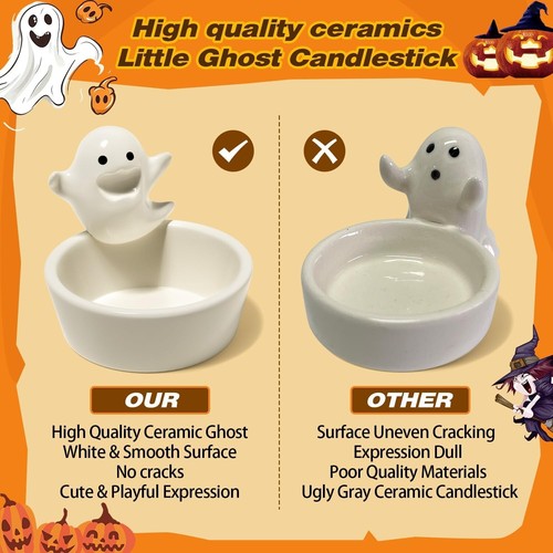 3PCS Halloween Ghost Candle Holder Ceramic Votives - photo 4