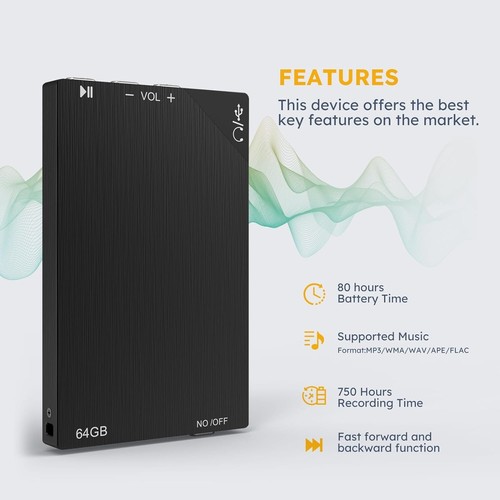 64GB Digital Voice Recorder 750 Hours Recording MP3 Player - photo 2