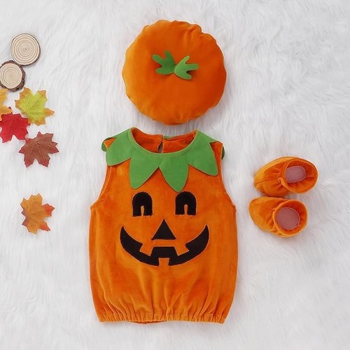 Newborn Baby Boys Girls Halloween Pumpkin Costume - photo 2