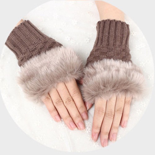 Womens Plush Fur Fingerless Mittens Gloves - photo 3