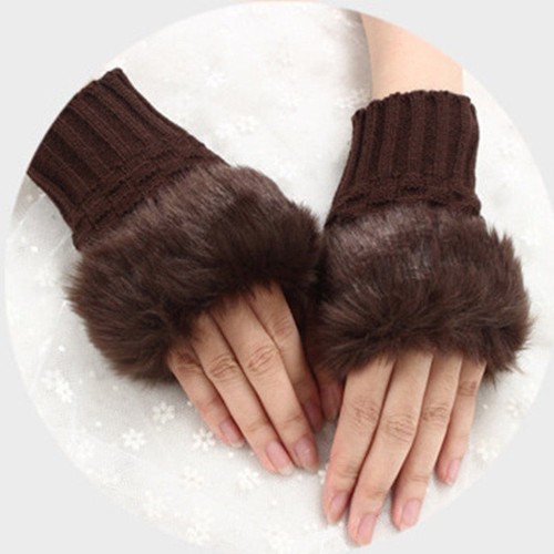 Womens Plush Fur Fingerless Mittens Gloves - photo 4