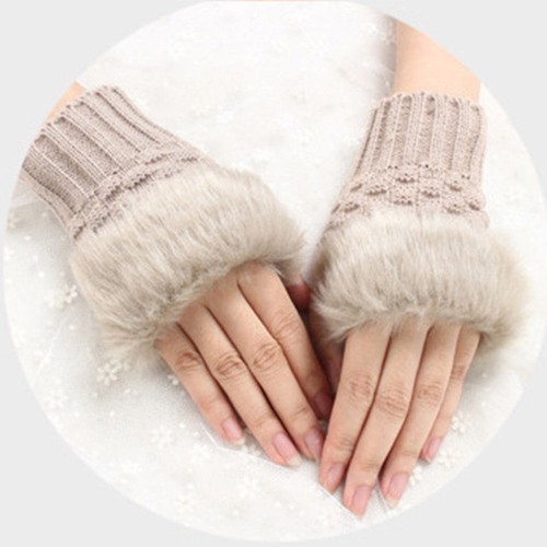 Womens Plush Fur Fingerless Mittens Gloves - photo 5