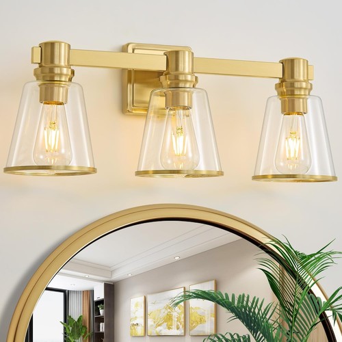 3 Light Gold Bathroom Vanity Fixture