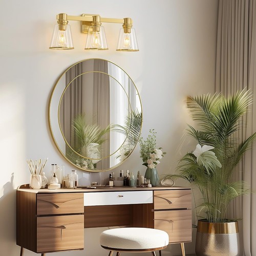 3 Light Gold Bathroom Vanity Fixture - photo 4