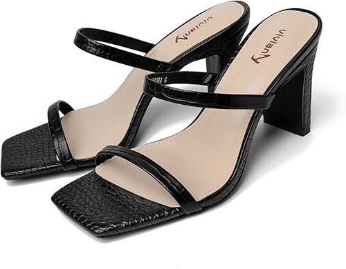 Women's Chunky Heeled Mule Sandals Block Heel Square Toe - photo 4