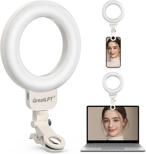 Clip on Ring Light Rechargeable, 4.5'' Selfie Ring Light