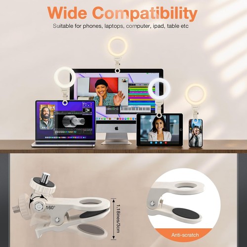Clip on Ring Light Rechargeable, 4.5'' Selfie Ring Light - photo 3
