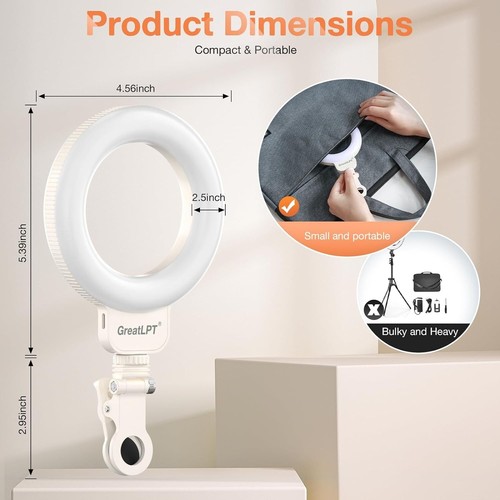Clip on Ring Light Rechargeable, 4.5'' Selfie Ring Light - photo 4