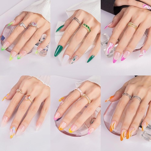 Press On Nails Set Glue On Nails with Adhesive Tabs 6 Packs