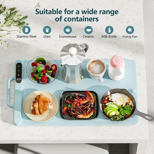 Electric Food Warming Mat with 6 Temp Levels and Timer - photo 2