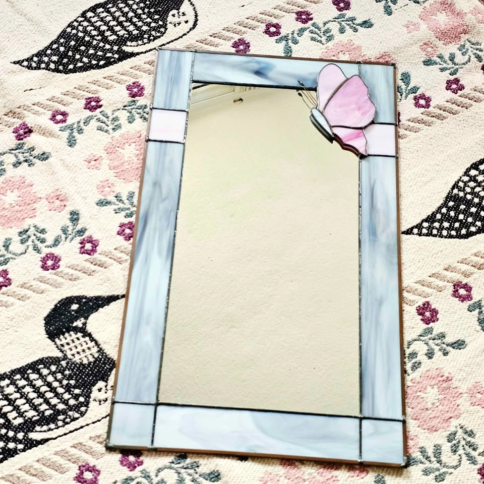 Stained Glass Butterfly Mirror + Butterfly Suncatcher Set - photo 2