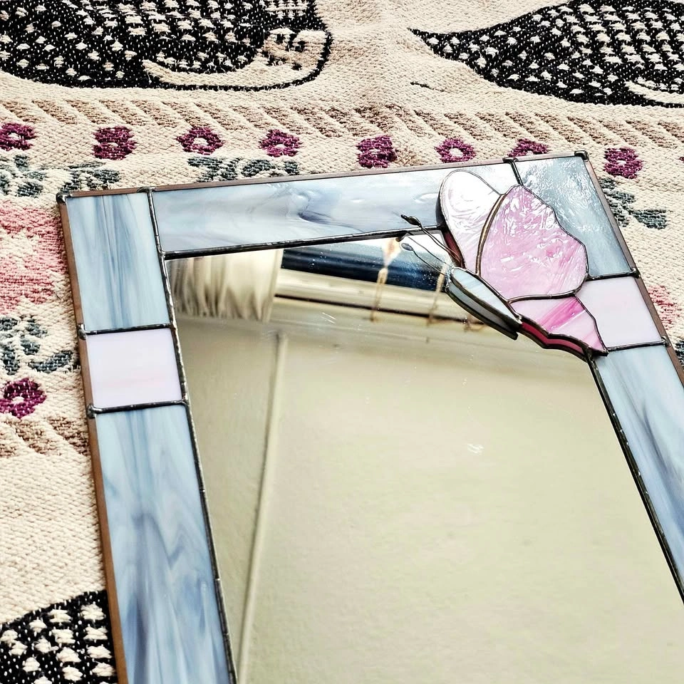 Stained Glass Butterfly Mirror + Butterfly Suncatcher Set - photo 3