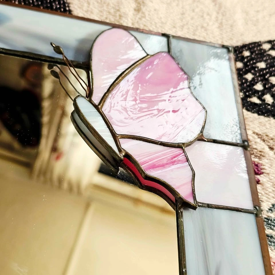 Stained Glass Butterfly Mirror + Butterfly Suncatcher Set - photo 5