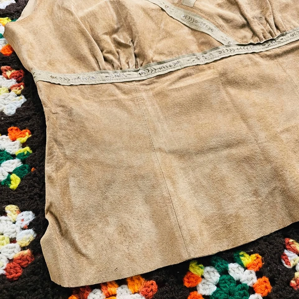 Size 14 Y2K Genuine Suede Leather 70s Inspired Danier Top - photo 4