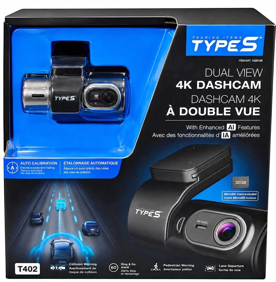 TYPE S Dual View 4K Dash Cam with AI Safety Features