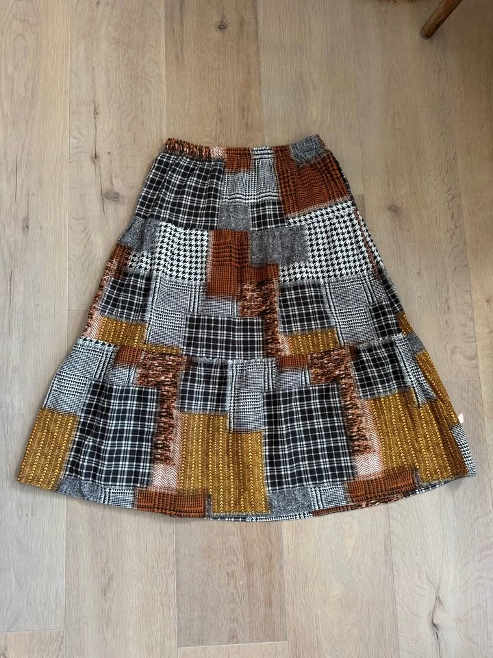 Patchwork Plaid Midi Skirt - photo 3