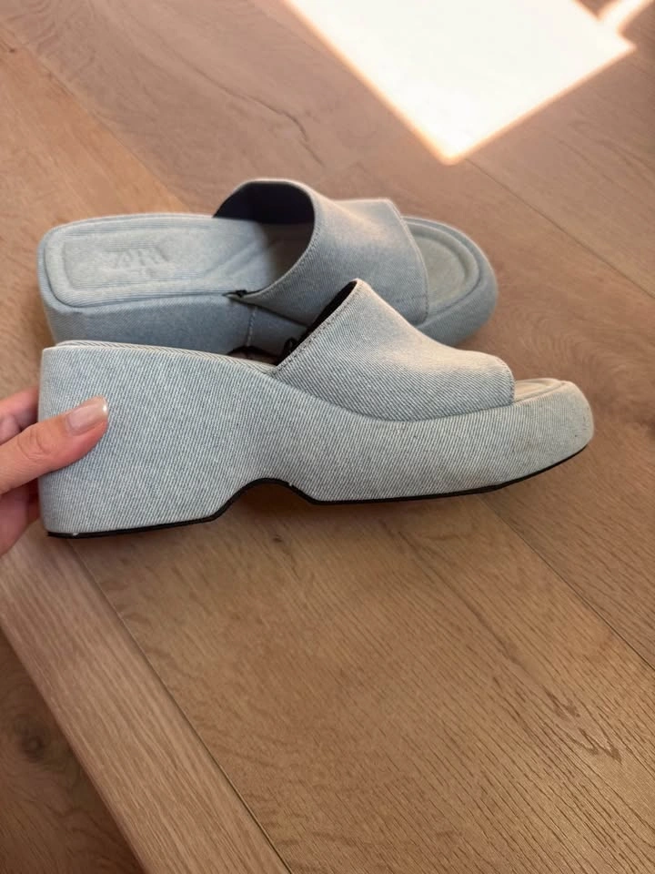 Zara Denim Platform Slides - photo 4