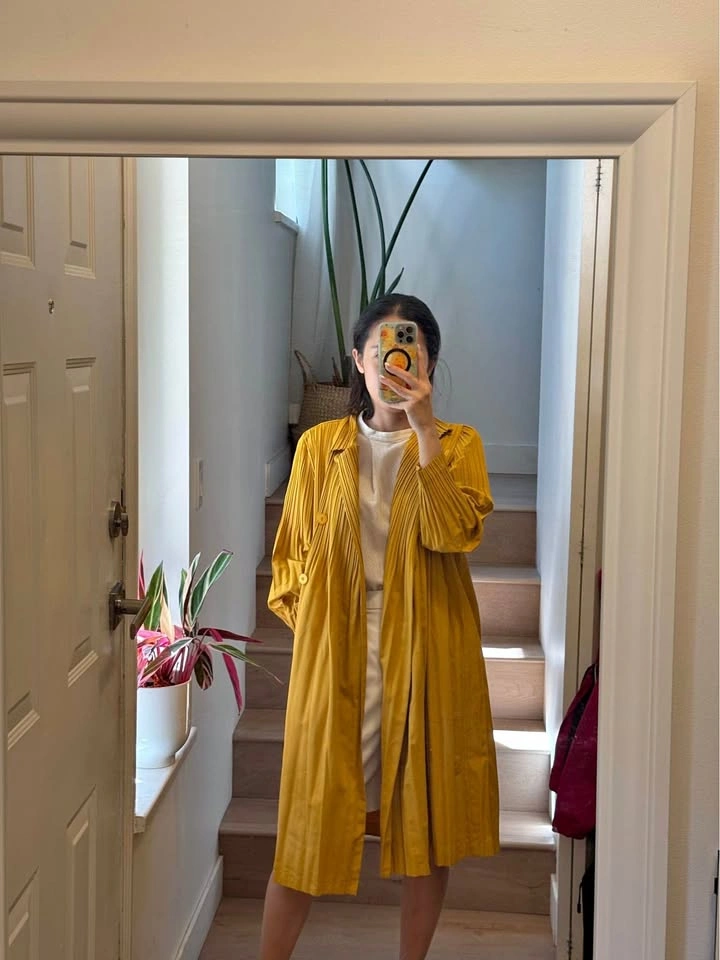 Pleats Mustard Yellow Trench Coat