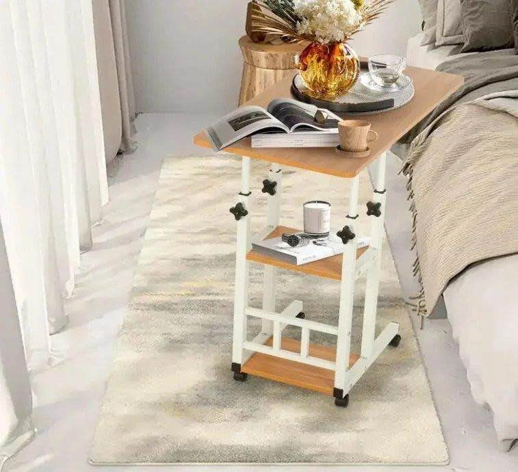 Mobile Adjustable Height Laptop Desk with Shelves - photo 2