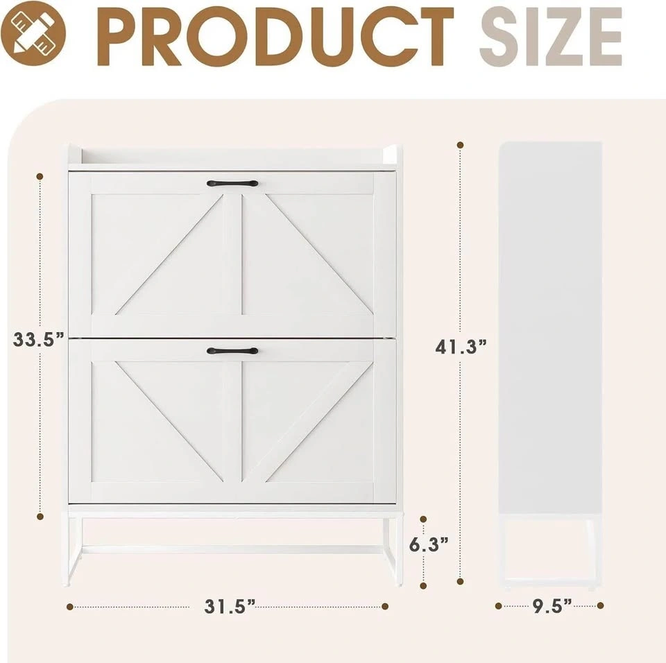 White Farmhouse Shoe Storage Cabinet - photo 2