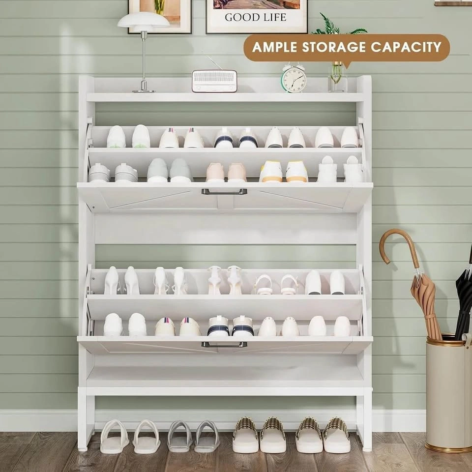 White Farmhouse Shoe Storage Cabinet - photo 3