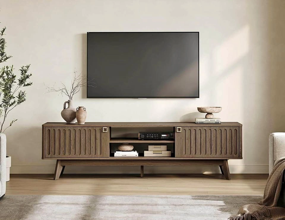 Mid-Century Modern Slatted TV Stand