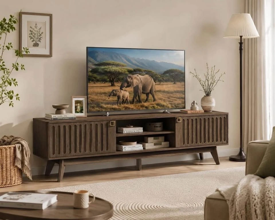 Mid-Century Modern Slatted TV Stand - photo 2