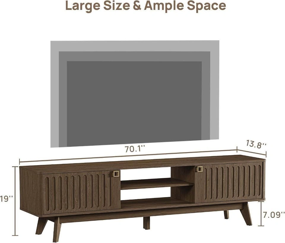 Mid-Century Modern Slatted TV Stand - photo 3