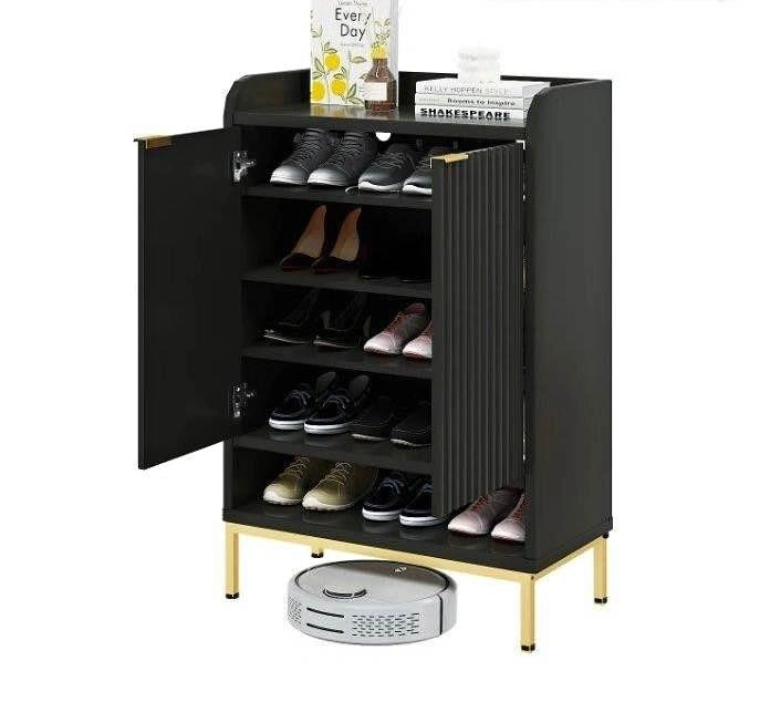 XG-03 Black Shoe Cabinet with Gold Legs