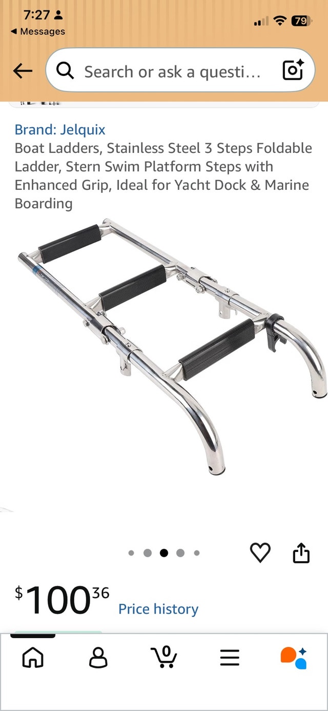 New folding 3 Step stainless steel boat ladder