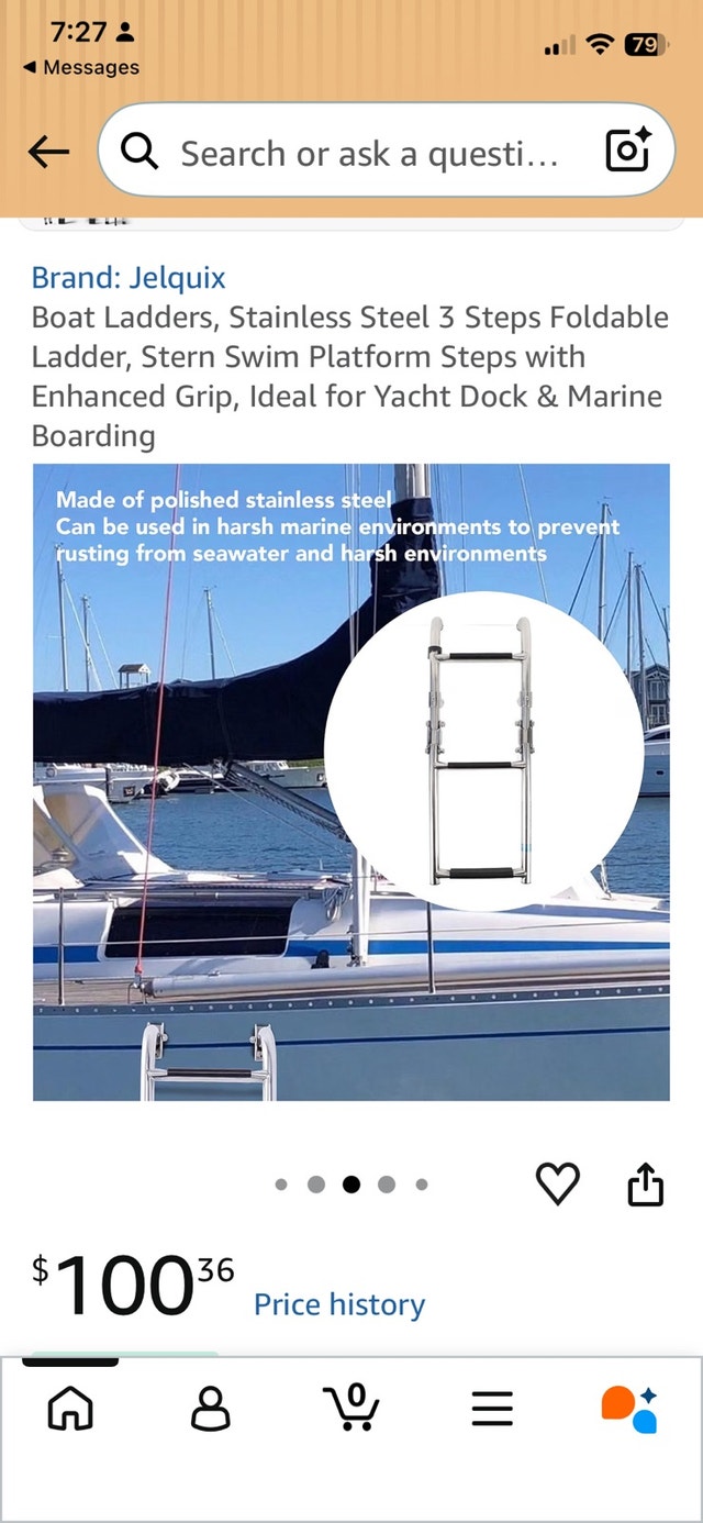 New folding 3 Step stainless steel boat ladder - photo 2