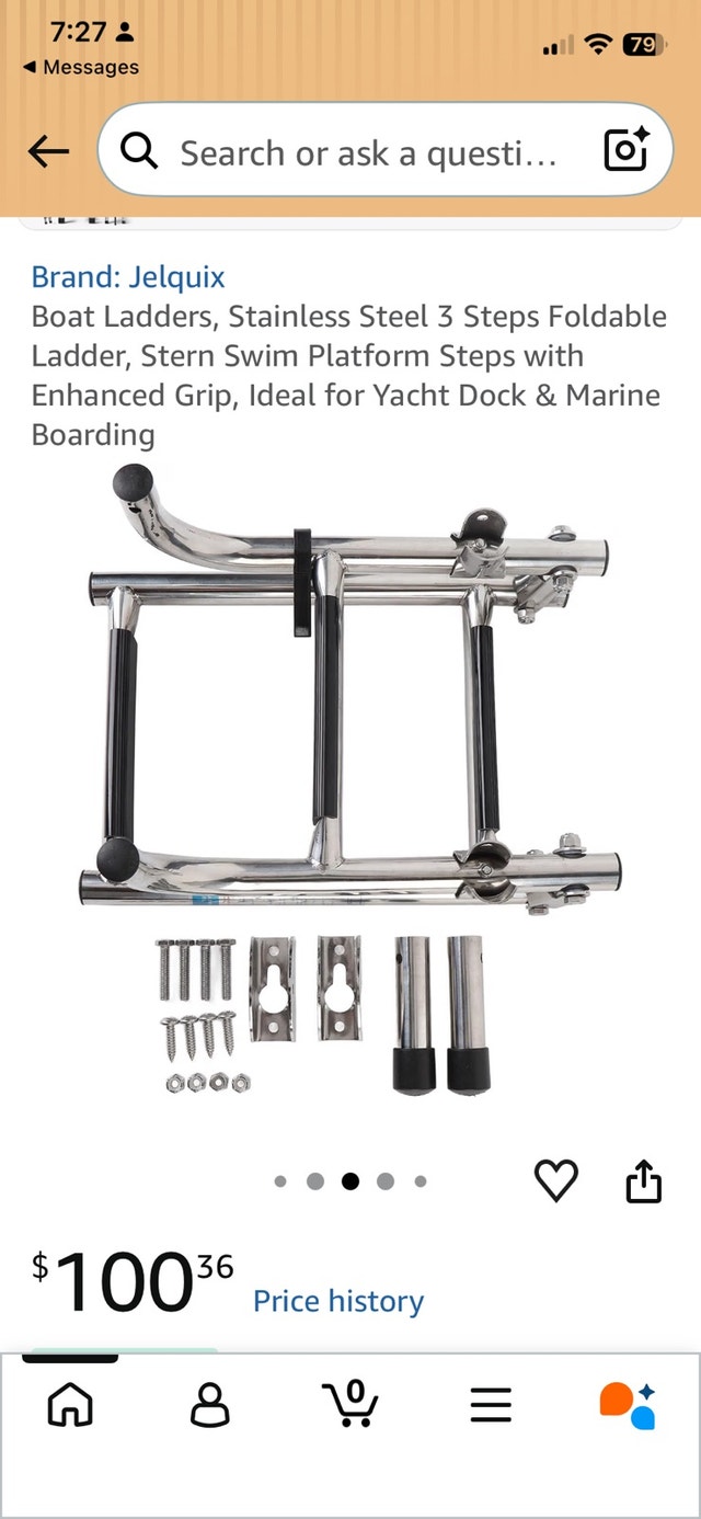 New folding 3 Step stainless steel boat ladder - photo 3