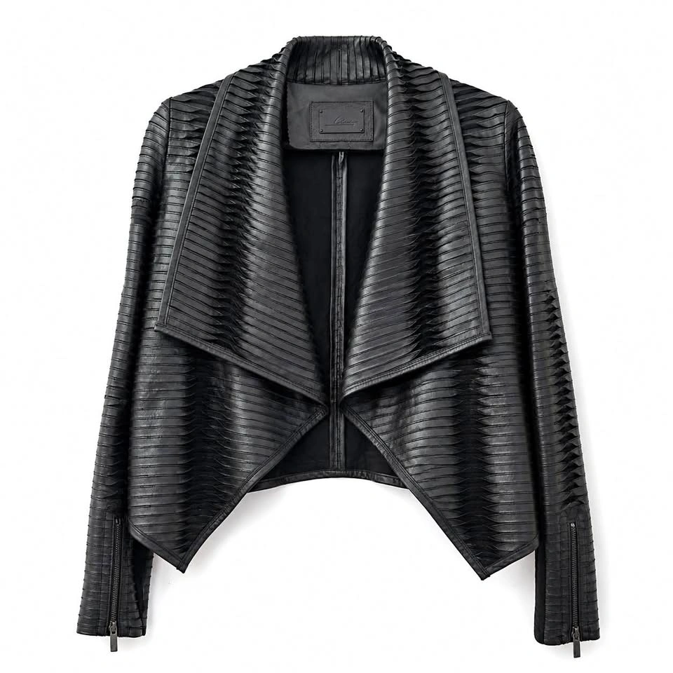 LINE the label Lambskin Leather Moto Jacket- Small
